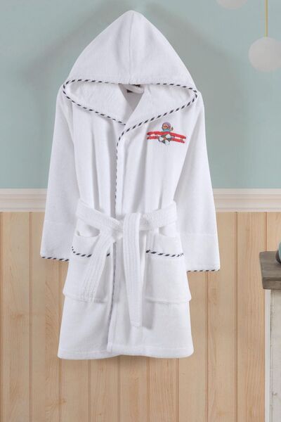 VAROL Bamboo Embroidered Children's Bathrobe - Pilot