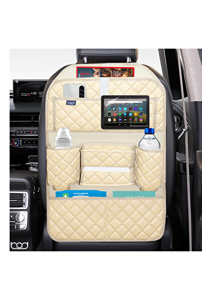 Bod Cunda Oto Koltuk Arkası Koruyucu Eşya Düzenleyici Araç içi Organizer Bej
