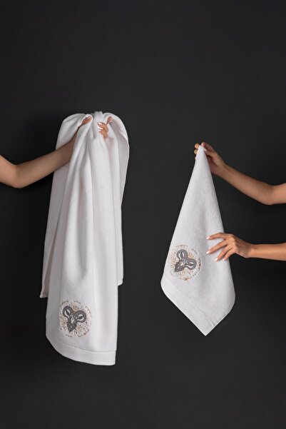 VAROL %100 MİCROCOTTON ÜST KALİTE HAVLU SETİ BURÇ NAKIŞLI