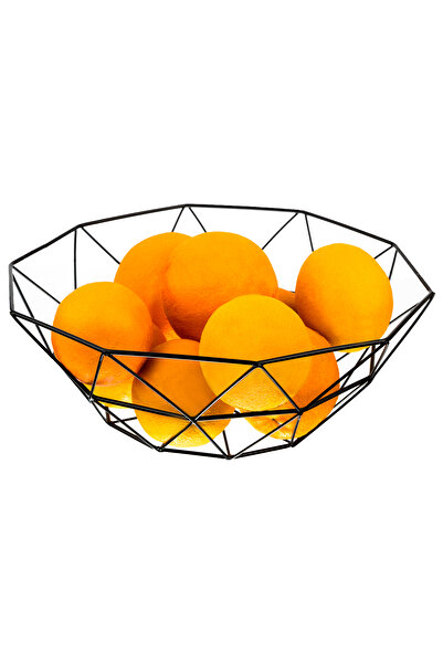 awwaline Coș cu fructe, awwaline, model triunghiular, metal, negru, 26 x 9 cm