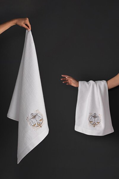 VAROL 100% Microcotton Top Quality Towel Set with Bush Embroidery