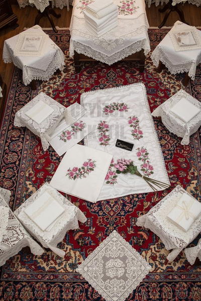 Çt Çeyizci Tekstil Cross Stitch 3 Piece Prayer Rug Set - Pink