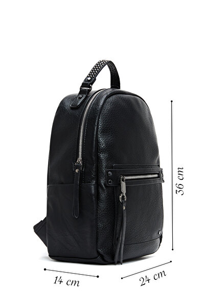 Derimod Women's Black Metal Detailed Backpack 25Wbd249818