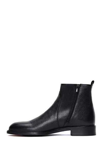 Derimod Men's Black Zippered Leather Casual Boots 25Wfd6002Ft