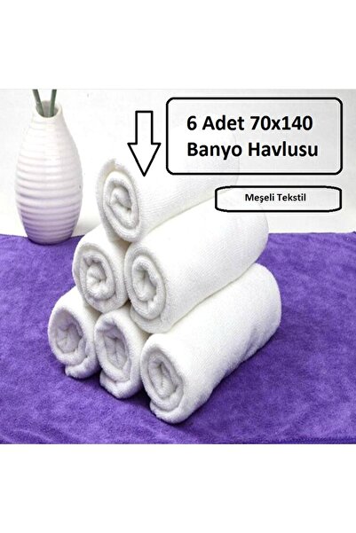 MEŞELİ TEKSTİL 6 білих готельних рушників для ванної кімнати 70x140 см | Швидковисихаючі