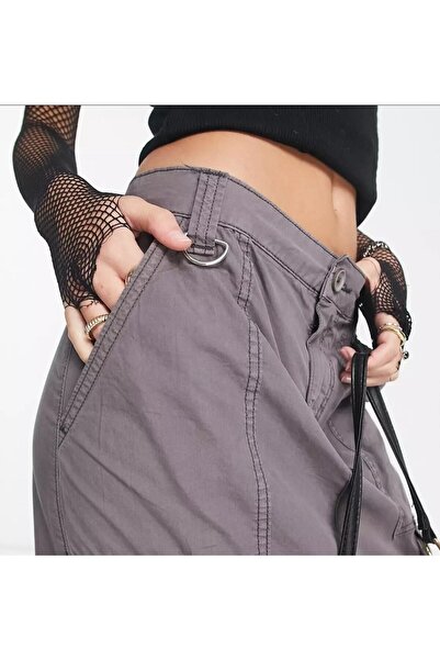 september island Charcoal Gray Y2k Cargo Long Maxi Skirt