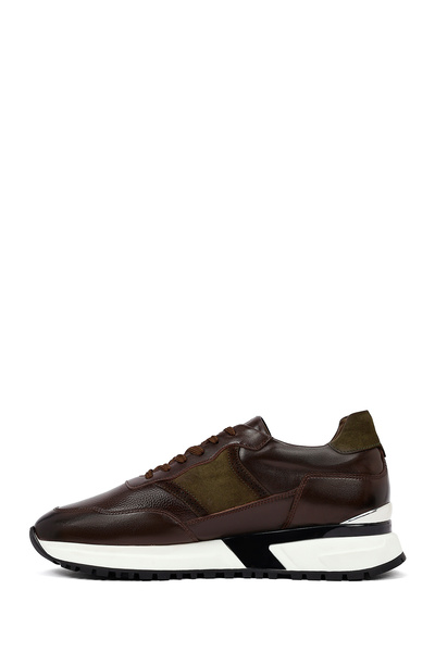 Derimod Men's Brown Lace-Up Thick Sole Leather Casual Sneaker 25Wfd600314
