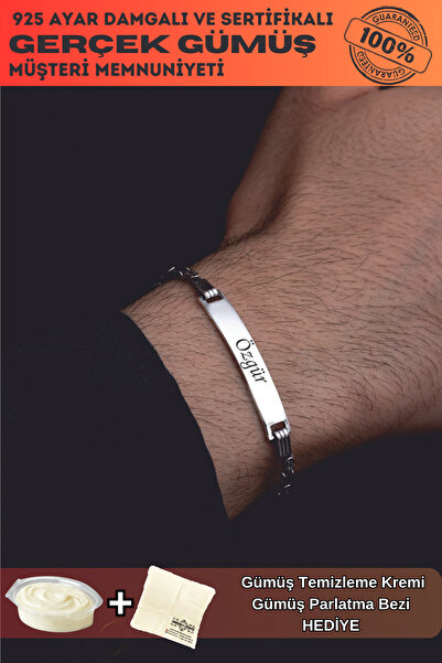 OSMANLI GÜMÜŞ Erkek Gümüş Bileklik - 2.8 mm İsim Yazılabilir Kral Zincir Gümü...