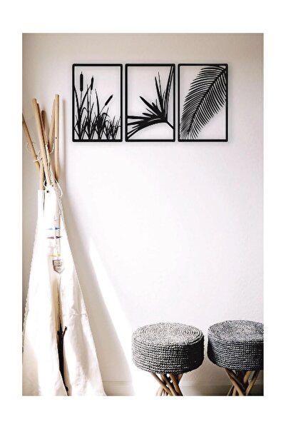 Numa Concept أوراق وقصب خشبية من خشب MDF مقطوعة بالليزر، 3 قطع، كل قطعة مقاس 30x24 سم