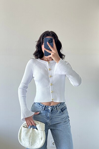 Eka Women's White Spanish Sleeve Cardigan 1014-2425