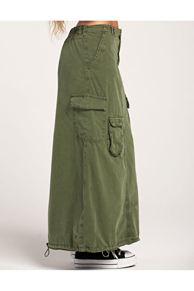 september island Khaki Multi-Pocket Maxi Skirt