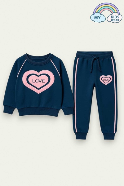 My Kids Wear Girl's Heart School Tracksuit - Love Patterned Age 3-10 12042