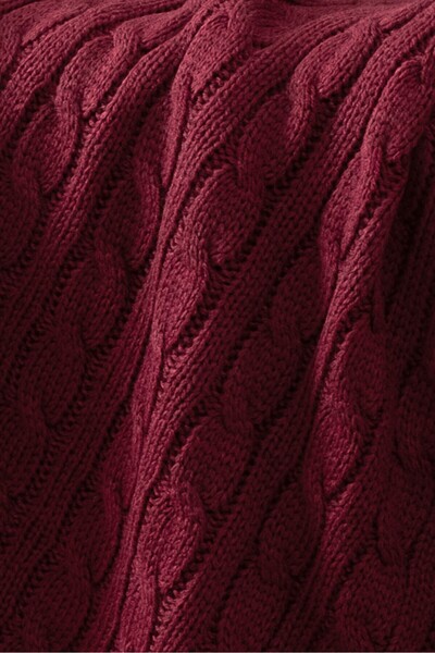 Sevim Claret Red Pompom Knitwear Tv Blanket - Armchair and Shoulder Shawl, Knee Blanket - 130X170 cm