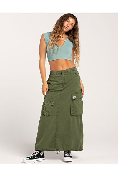 september island Khaki Multi-Pocket Maxi Skirt