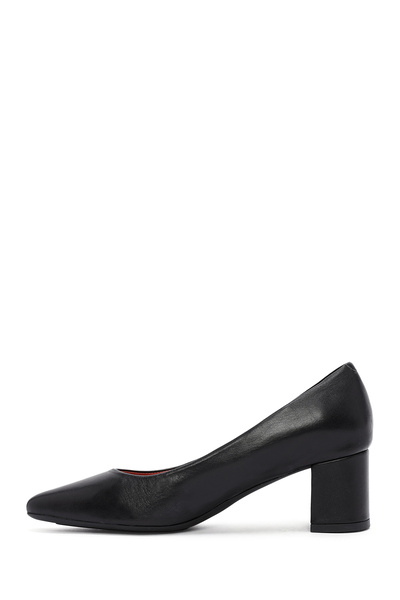Derimod Gritti Women's Black Thick Heeled Leather Shoes 25Afd110318