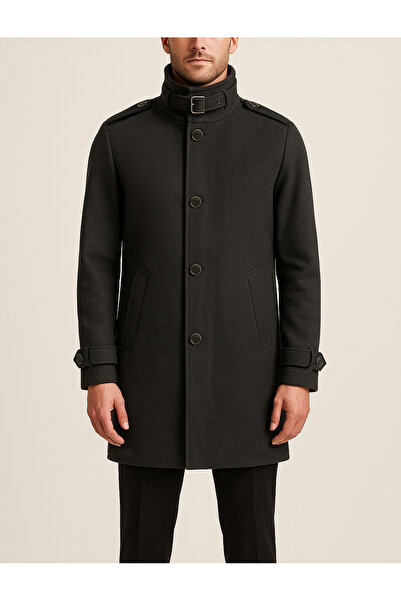 Fiyesmen Lined Stand Collar Cashmere Coat--1106--