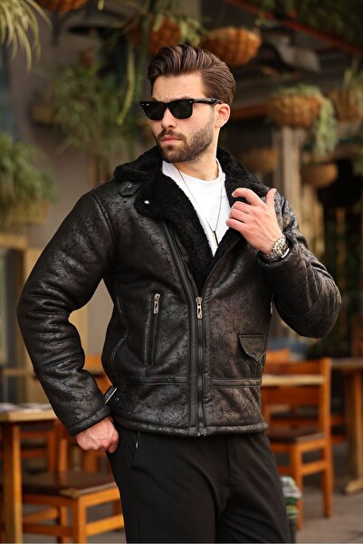 Fiyesmen kürklü suni deri erkek mont -1119-