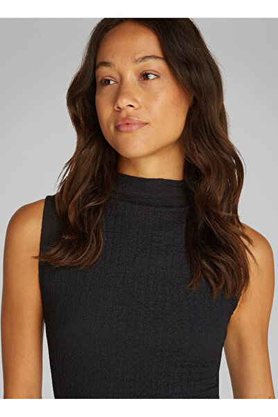 Calvin Klein Calvin Klein Dik Yaka Düz Siyah Standart Kadın Elbise K20K208304BEH