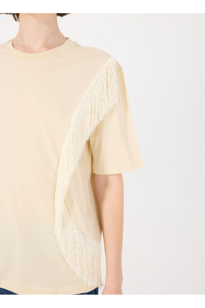 Sisley Γυναικείο μπλουζάκι με λαιμόκοψη σαμπάνιας 3f8nl107b