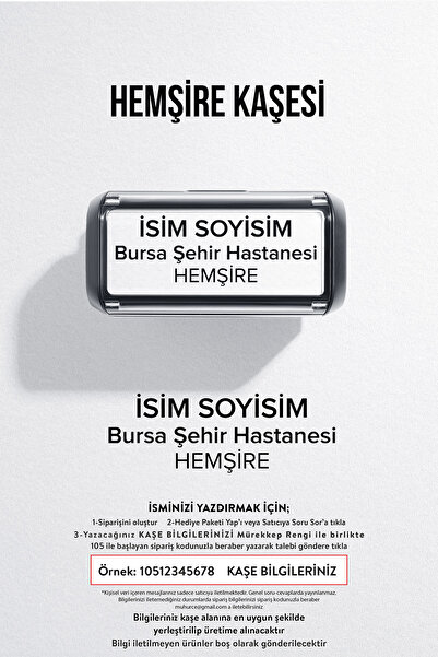 MÜHÜRCE Hemşire Kaşesi, Sağlık Çalışanı Kaşesi - İsme Özel, Pratik ve Dayanık...