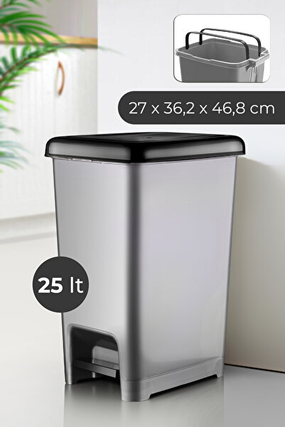 Vienev Slim Pedallı Çöp Kovası 25 Lt Gri