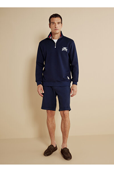 BROOKS BROTHERS Bato Yaka Lacivert Erkek Sweatshırt BBSS25MSW002