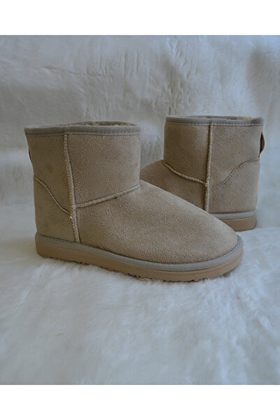 M Miel Kadın Bej Mini Süet Bot Kışlık Bot & bootie