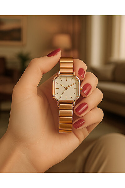 Tulpar Premium Series Rose Gold Retro Square Women's Wristwatch