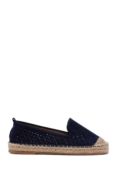 Derimod Women's Navy Blue Mesh Suede Espadrille 25Sfe402710