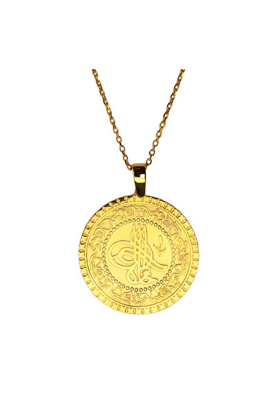 aga kulche 14 Ayar Tuğra Altın Kolye - Ziynet Yarım Büyüklüğü
