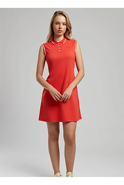 Lee Cooper Polo Neck Printed Red Standard Women's Dress 252 Lcf 244003 Trista Red