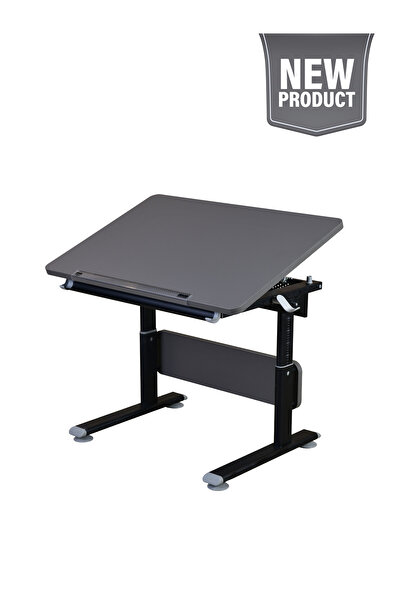 Creo Mobili Mini Vega Simple Çalışma Masası, Yükseklik Ayarlı Çalışma Masası, Çocuk Ders Çalışma Masası Antrasit