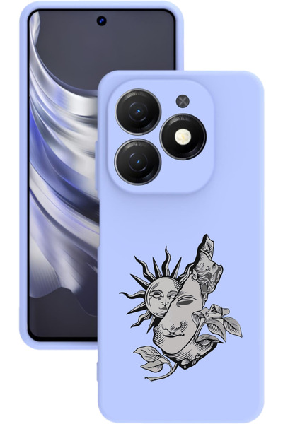 TECNO Spark 20 Baskılı ve Kamera Korumalı Lila Renk Silikon Kılıf