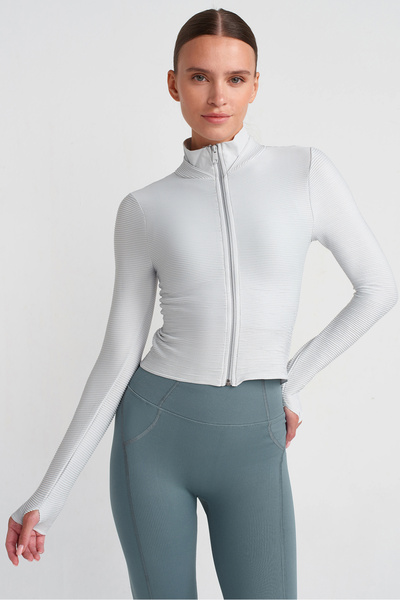 COMEUP Jachetă sport cu închidere prin degete, culoare piatră