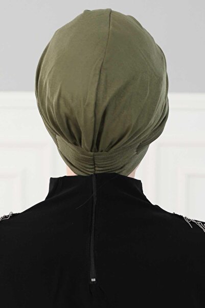 Aisha's Design Pleated Combed Cotton Bone, B-19, Khaki