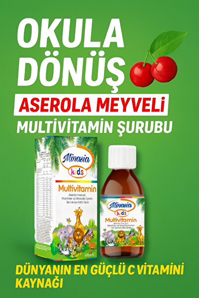 MİNASİA KİDS Multivitamin 200ml ( Aserola Meyvesi, Vitaminler Ve Mineraller )