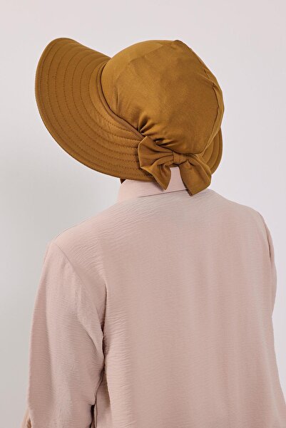 Aisha's Design Ninja Bone Turban with Detachable Bow on the Back, S-5, Dark Mustard