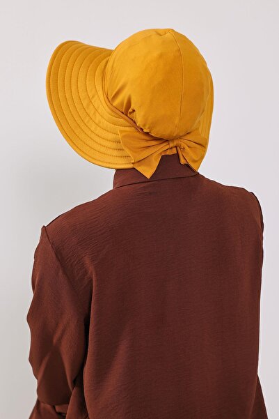 Aisha's Design Ninja Bone Turban with Detachable Bow on the Back, S-5, Mustard