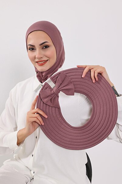 Aisha's Design Ninja Bone Turban with Detachable Bow on the Back, S-5, Dusty Rose