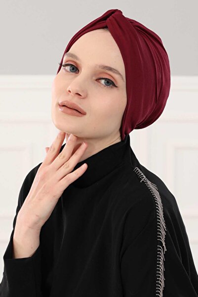 Aisha's Design Mihrace Χτενισμένο βαμβακερό καπέλο, B-4, Βουργουνδία