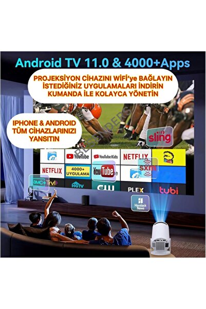 Besenders YENİ TASARIM MİNİ PROMAX SERİ Taşınabilir Projeksiyon Android Wifi BT Akıllı Sinema Projektör