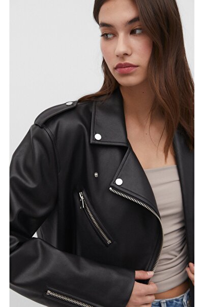 Stradivarius Suni deri oversize biker ceket