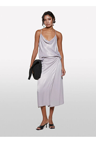 Sisley Degaje Collar Gray Women's Blouse 52Bzlh01N