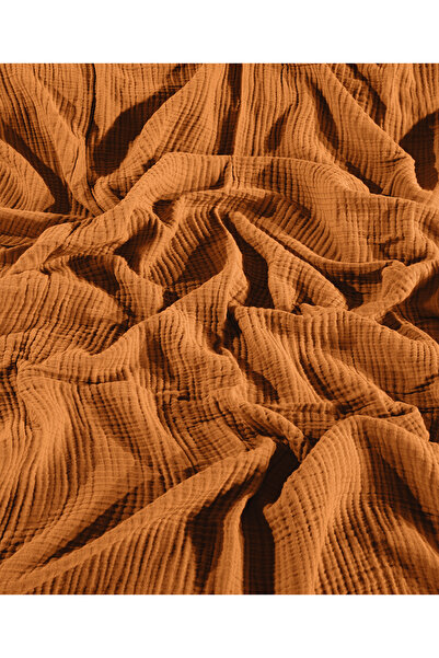 destinyhometex Karamel Tek Kişilik 160x240cm Yatak Örtüsü/1 Adet 50x70cm Yastık 4 Katlı Multi Muslin %100 Pamuk