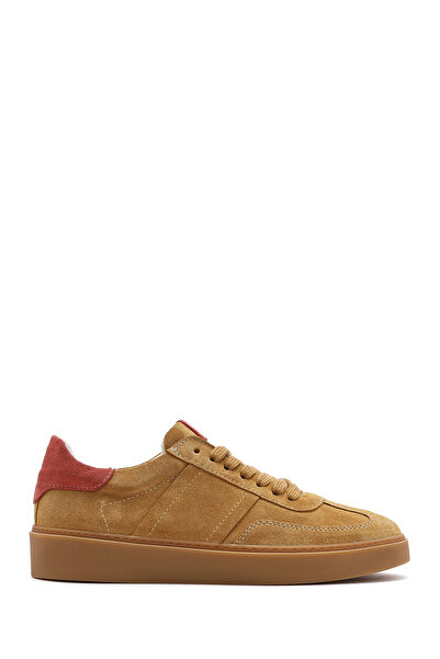 Derimod Women's Tan Lace-Up Suede Leather Sneaker 25Sfd 370910