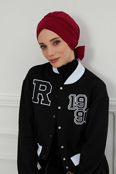 Aisha's Design Belted Combed Cotton Bonnet, B-31, Burgundy