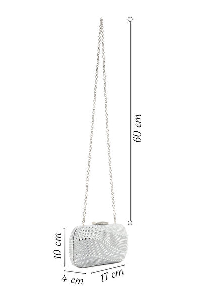 Derimod Geantă pentru rochie de seară cu mini cutie cu lanț lung argintiu pentru femei 25SBD2961TS