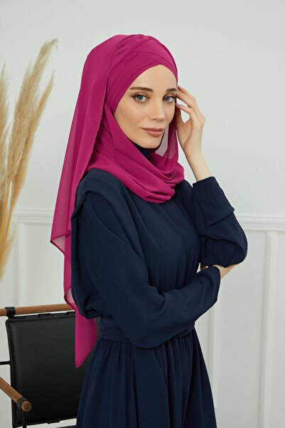 Ayşe Tasarım Cross Practical Chiffon Shawl, Cps-502, Cps-502, Fuchsia