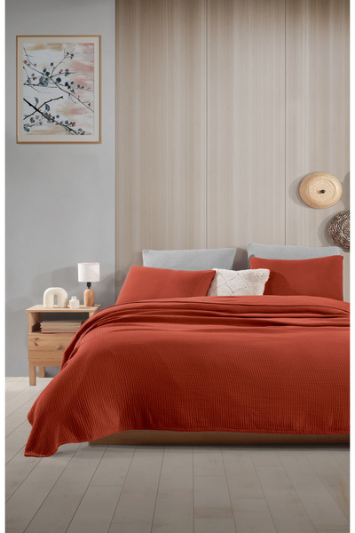 destinyhometex غطاء وسادة من الموسلين الطبيعي 4 طبقات - 100% قطن 50x70 سم 2 قطعة