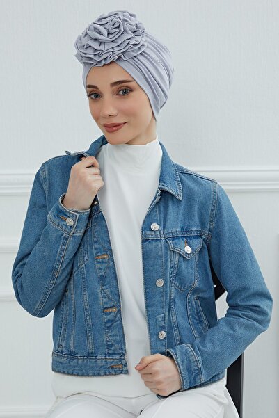 Aisha's Design Rose Combed Cotton Bonnet, B-21, Gray 2